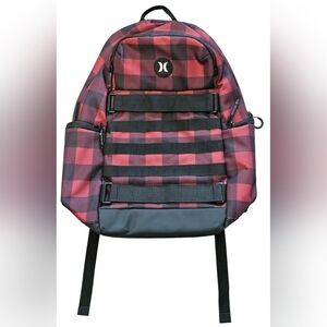 Hurley Red and Black Checkered Men's Skateboared Backpack, 15" And NEW!